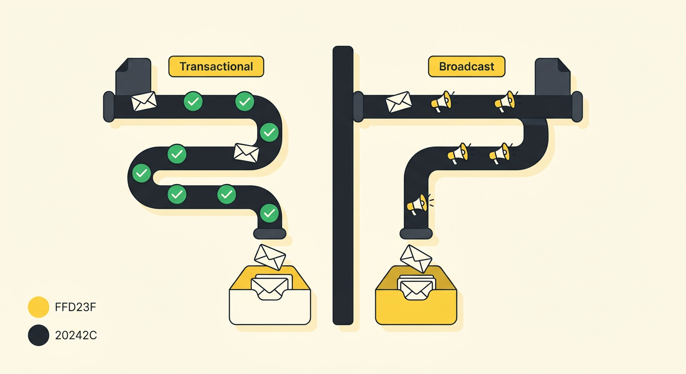 Transactional and broadcast streams stay separate